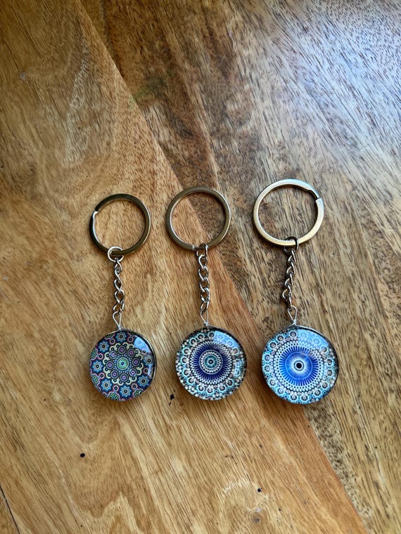 Moroccan Mandala Keychain – Evil Eye Good Luck Charm, Handmade