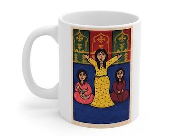 Frauen Tanzen & Musik Tasse | 11 Unzen Keramik, marokkanische Musterkunst