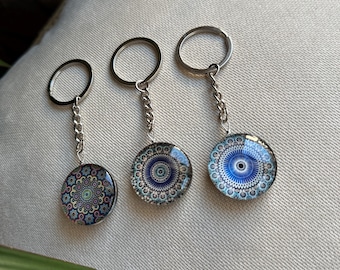Mandala Schlüsselanhänger – Evil Eye Glücksbringer, handgefertigtes Souvenir Geschenk