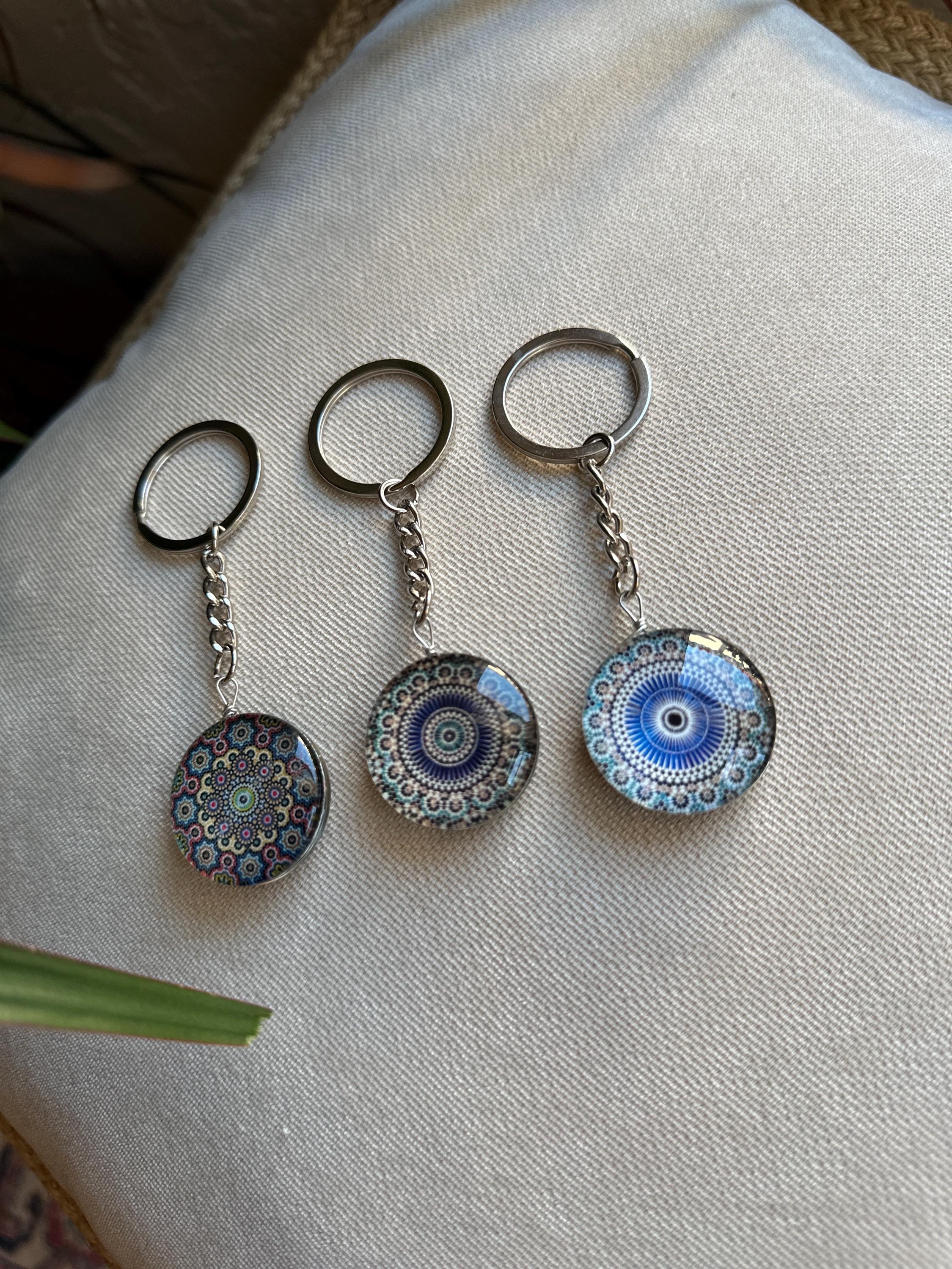 Moroccan Mandala Keychain – Evil Eye Good Luck Charm, Handmade