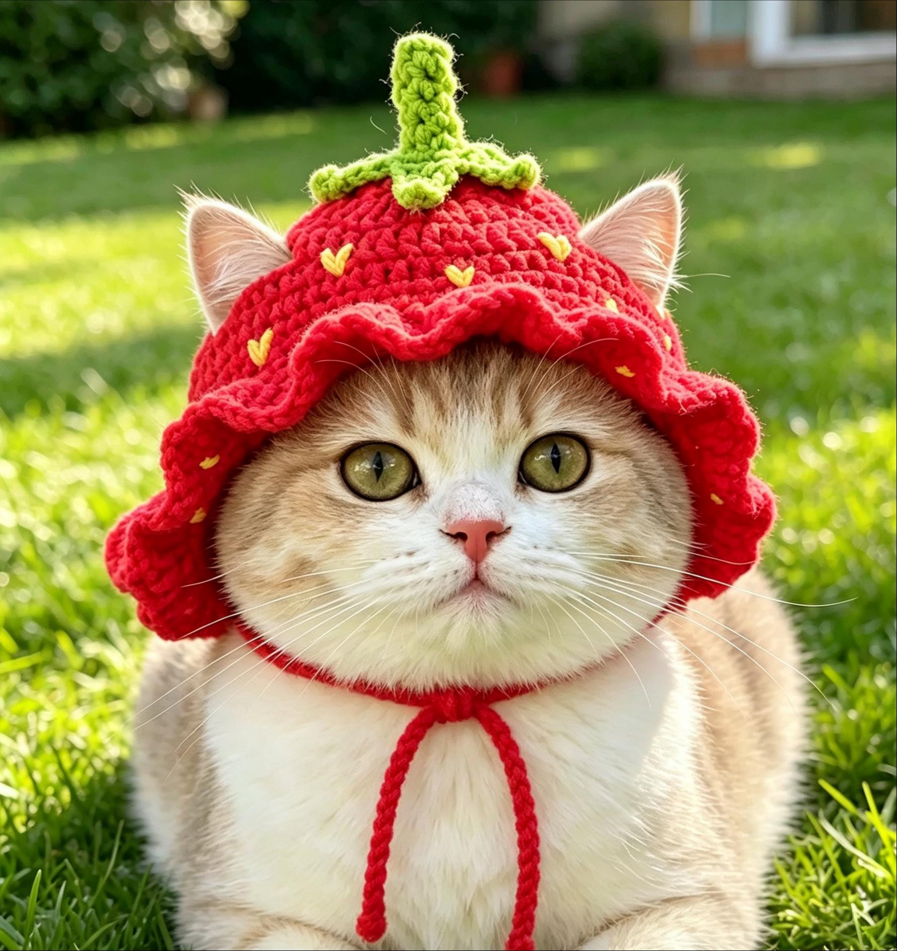 いちご帽子の猫 - Etsy 日本