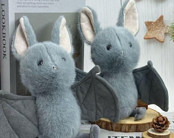 Soft Grey Bat Plushie, Kids & Collectors Toy, Bat Lover Gift