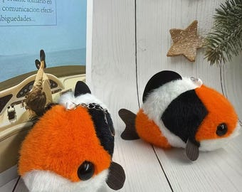 Portachiavi in peluche a forma di pesce pagliaccio / Ciondolo morbido a forma di animale marino
