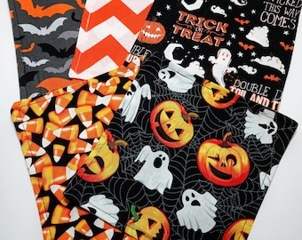 Halloween Cloth Napkins, Kid's lunchbox cloth napkins, 6"x6" lunch napkins, Set of 5 reusable cloth napkins, Cotton napkins