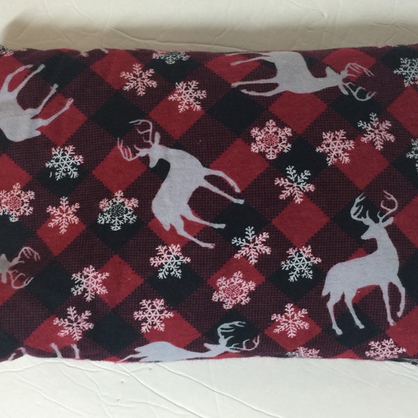 Microwave Corn Bag, Microwaveable Heating Pad, Gift for Him or Her, Corn Bag Heating Pad, Red Plaid Deer, Therapy Heat Pack, Corn Pillow