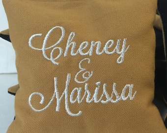 Personalized Wedding Cornhole Bags, Custom Embroidered Couple Names Bean Bags, Bride and Groom Gift, Wedding Reception Game