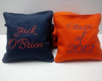 Graduation Cornhole Bags, Embroidered Name Bean Bags, Personalized Gift for Graduate, College High School Graduation Gift, Senior Year Gift