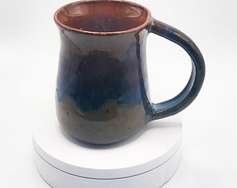 Mug with blue and brown glaze