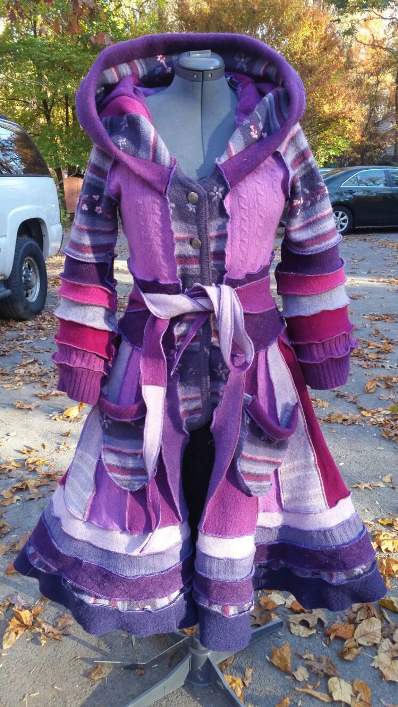 Upcycled repurposed sweater coat fairy fantasy felted wool elf Etsy