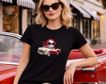 Glamour Cat T-Shirt | Gift for Cat Lovers | Stanley Stella Organic Cotton Tee