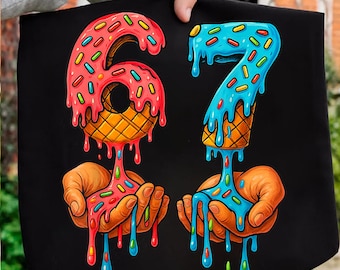 67 Ice Cream Drip Birthday Png, I Was 6 Now I'm 7 67 Meme Png, 7 Year Old Birthday Png, Kids Seventh Birthday Png, Six Seven Birthday Meme