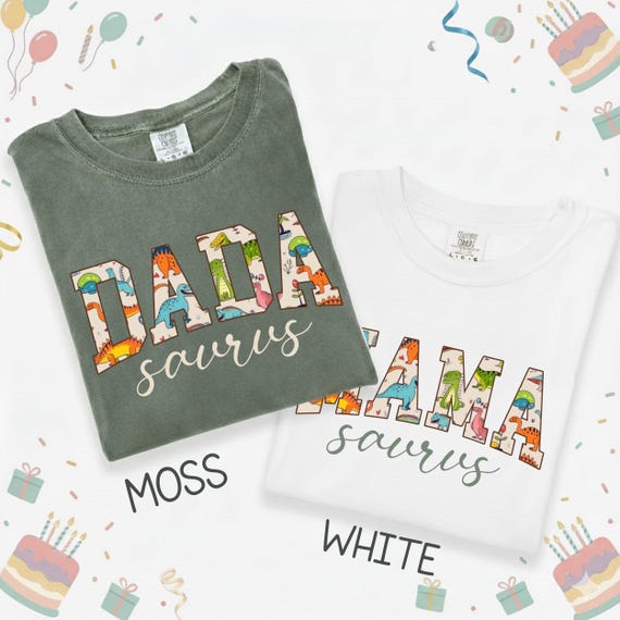 Comfort Colors® Dinosaur Family Birthday Shirts, Mamasaurus Dadasaurus Matching Tees, Custom Dino Birthday Outfit, Gift For Mom Dad Dinosaur