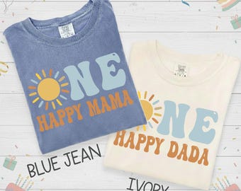 Camisetas familiares a juego para el primer cumpleaños de One Happy Boy Sunshine, camiseta "First Trip the Sun", Comfort Colors®