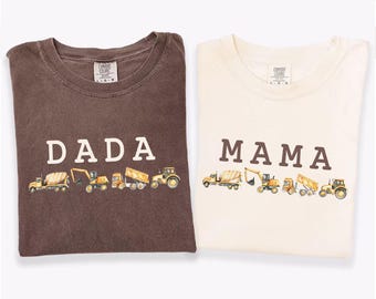 Camisetas a juego para el equipo de construcción, camisetas de cumpleaños de construcción, "Tres y cavando", cumpleaños de excavadora, camiseta de cumpleaños de niño, cumpleaños de camión volquete