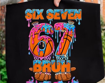 67 Basketball Ice Cream Drip png, 67 Basketball png, Six Seven Gen Alpha Slang, Six Seven T-shirtontwerp voor kinderen, grappig 67 Meme png digitaal