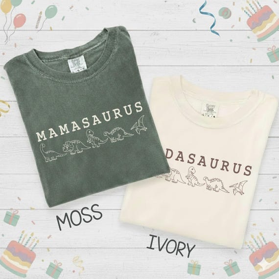 MamaSaurus DadaSaurus Tees, Dinosaur Birthday Shirt Mommy and Me Shirts Dinosaur Custom Three Rex Tee 3 Rex Birthday Girl Boy Birthday Shirt