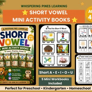 Short Vowel CVC Worksheets Bundle, Printable Phonics Activities for Preschool and Kindergarten