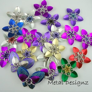 Chainmail Scale Flower kit - Make your own Scale Flowers. Scalemaille Beginner Level kit