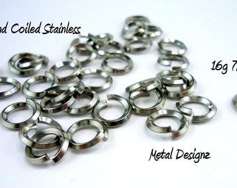 Diamond Coiled Stainless Steel Jump Rings -16g 7/32"- 100 pack