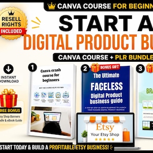 Canva Crash Course Digital Product Bundle MRR PLR | Etsy Digital Product Business Guide, Faceless Income System, Canva Templates Resell Kit