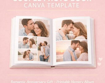 Couple Photo Book Canva Template – Printable Memory Album for Anniversaries – Romantic Gift for Him or Her