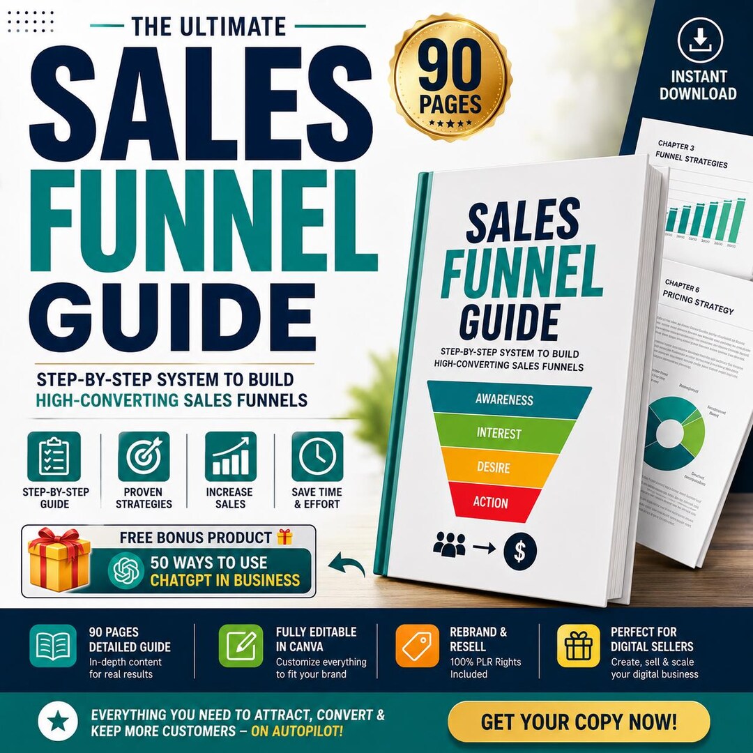 Sales Funnel Guide Canva Template Bundle Plr,funnel Building System ...