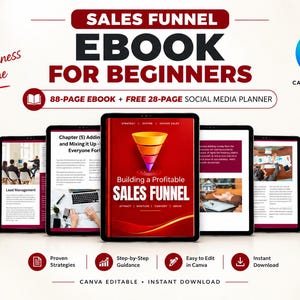 Sales Funnel Ebook For Beginners | Business Development | Lead Generation | Printable PDF | Ebook Template