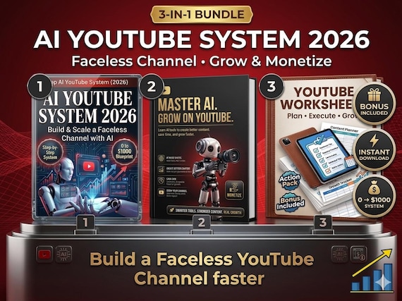 YouTube Automation Bundle | Faceless YouTube Guide | YouTube Planner | Master Resell Rights | MRR Digital Product