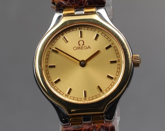 Vintage OMEGA De Ville Symbol Cal.1455 (Near Mint) Gold Quartz 23mm Women Watch