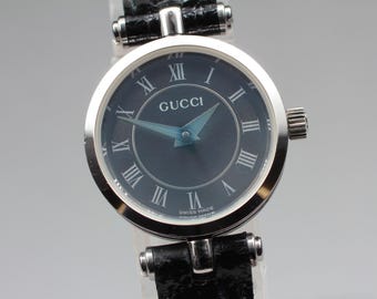 Vintage Gucci 2040L (Near Mint) Black Dial Black Belt Women Qz Watch #1168
