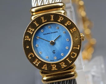 Vintage Charriol Saint-Tropez (Near Mint) Blue Shell Diamond Ladies 24mm Quartz watch