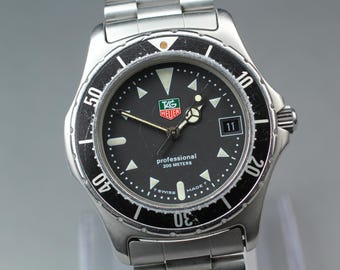 Vintage TAG Heuer Professional 200M 973.006F ( Exc+5 ) Quartz Black Dial Diver 38mm Watch