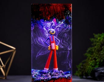 Handmade Jax The Amazing Digital Circus Resin Lamp, Unique Handmade Collectible Art Piece, Desk Night Light For Fan Art Lovers