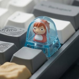 Po.nyo Stu.dio Ghi/bli keycap, handgemaakte ambachtelijke anime keycap, aangepast mechanisch toetsenbord cadeau, schattig vismeisje bureaudecor