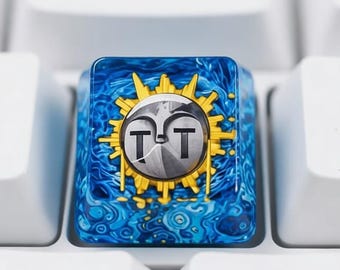 Es.quie Blue Sun Expedi.tion 33 Artisan Keycap | Handmade Resin Mechanical Keyboard Cap | Custom Gaming PC Accessory