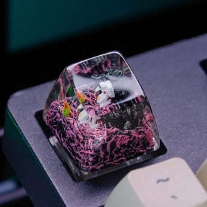 Handgjord astronaut Alien Planet hartsknapp, Sci-Fi-hantverksmässig tangentbordsdekor