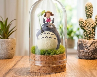 Studio Ghibli Totoro Terrarium, My Neighbor Totoro And Mei Glass Dome Diorama, Anime Home Decor, Forest Spirit Miniature, Fan Gift
