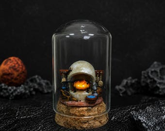 Pot de diorama Calcifer du château ambulant hurlant, décoration de bureau miniature Studio Ghibli, décoration d'intérieur à collectionner peinte à la main, cadeau de fête des pères