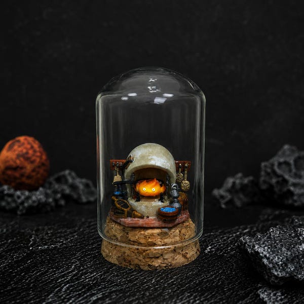 Diorama em miniatura do Calcifer de O Castelo Animado, do Studio Ghibli, decoração de mesa, item colecionável pintado à mão, presente para o Dia dos Pais.