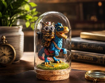 Statuetta di Carl, la principessa ciambella di Dungeon Crawler, in campana di vetro, dipinta a mano, oggetto da collezione LitRPG, miniatura fantasy per diorama, regalo.