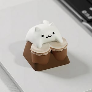 Tecla con meme de gato Bongo, accesorio artesanal para teclado mecánico, decoración adorable para escritorio de juegos de PC, regalo divertido para gamers.