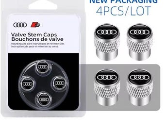 4pcs Audi S Line Tire Valve Caps – Fits A1 A3 A4 A5 A6 A7 A8 TT Q Serie