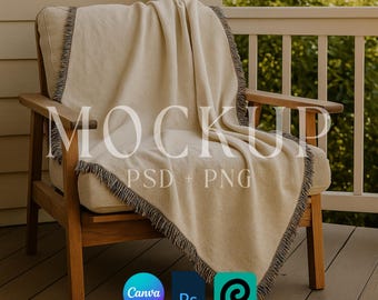 Mockup di coperta tessuta, mockup di coperta tessuta personalizzata, mockup di coperta tessuta stampabile su richiesta, oggetti avanzati di Photoshop PSD, trascinamento della selezione di Canva