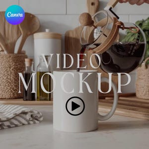 11oz keramische mok videomodel, koffiekop listingvideo, canva-sjabloon mp4, witte mok videomodel, slim videoobject, PSD-videomodel