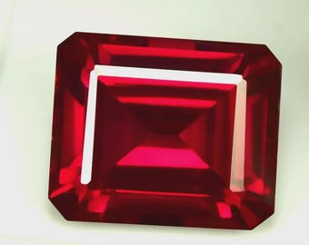 7+ CT Emerald Cut Mozambique Red Ruby | GIE Certified Loose Gemstone