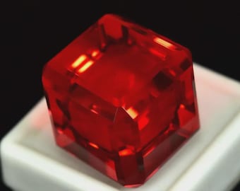 90+ CT Mozambique Red Ruby Gemstone: Cube Cut, GIE Certified jewelry making Size