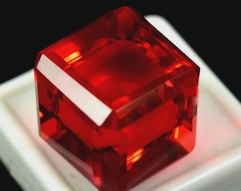 70+ ct mozambique red ruby gemstone – cube cut certified loose stone for jewelry making