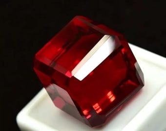40+Ct Natural Burma Red Ruby • AAA Cube Cut Loose Gemstone (GIE Certified)