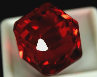 25+ CT Mozambique Red Ruby Gemstone: Cube Cut, GIE Certified jewelry making Size