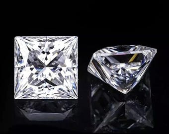 2 Pcs CVD Diamond 3x3 mm Princess Cut IF D Color Loose Stones